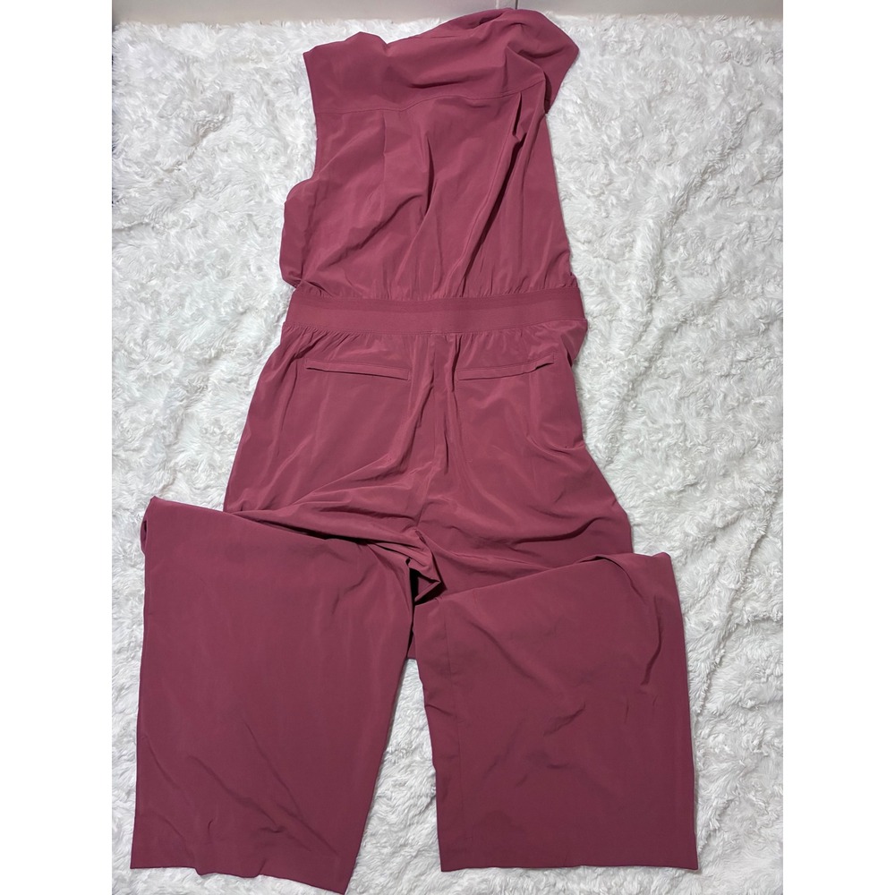 Athleta Women 12 Brooklyn Heights Sleeveless Jumpsuit Maroon Wide Leg Boho - Picture 9 of 10